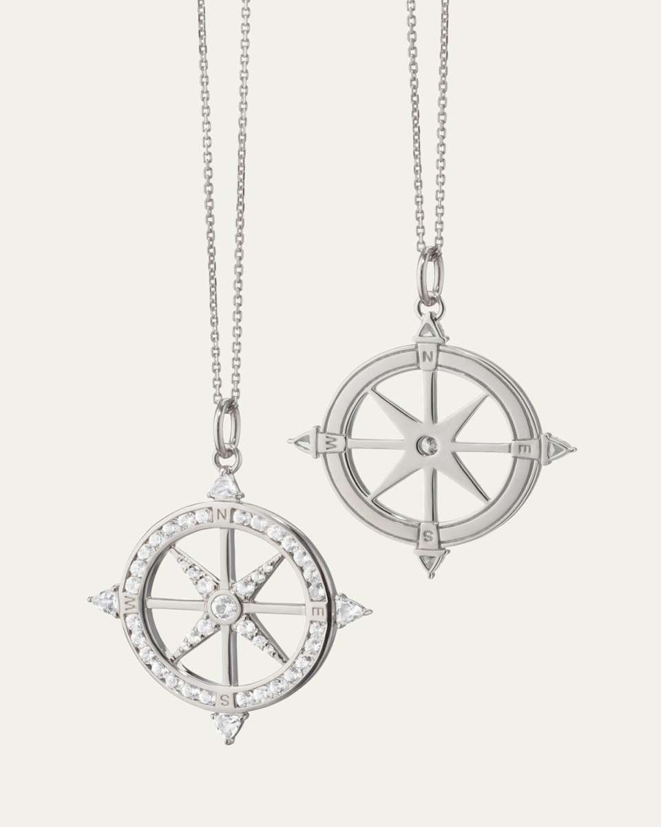 Adventure Sterling Silver and Sapphire Compass Necklace